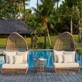 Piscine de jardin combinaison de chaise de jardin en rotin